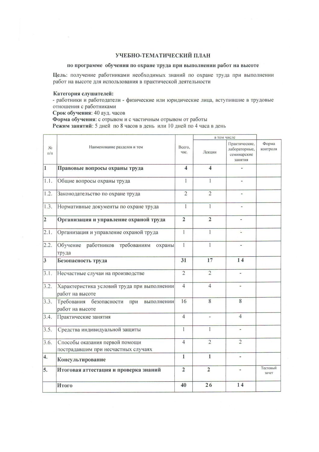 Программа обучения требованиям охраны труда 2022 года образец